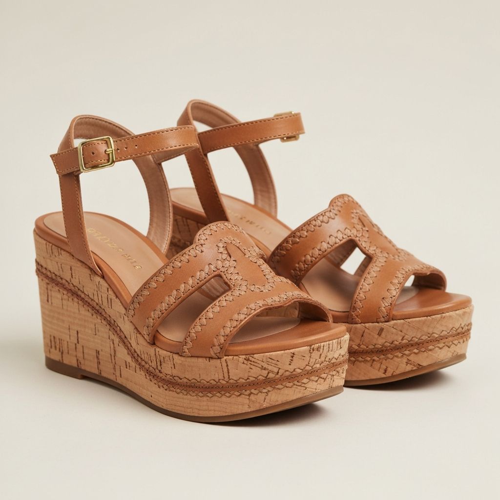 Platform Wedge Sandals with Ankle Strap